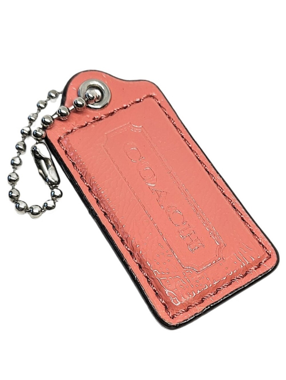 🆕 2.5" Large Vintage Y2K Coach Coral Patent Leather Hangtag Bag Keychain